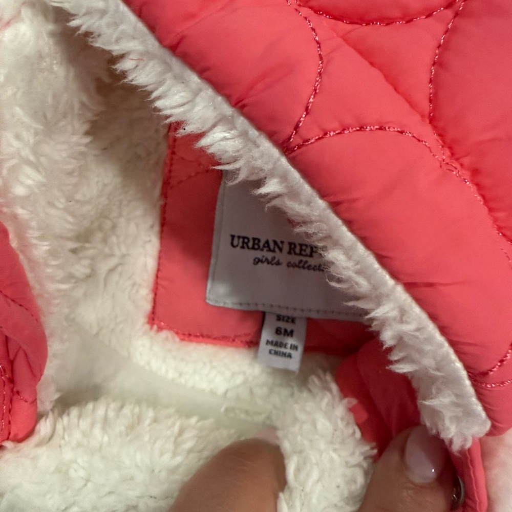 Urban Republic Coral Quilted Jacket with Cream Fleece